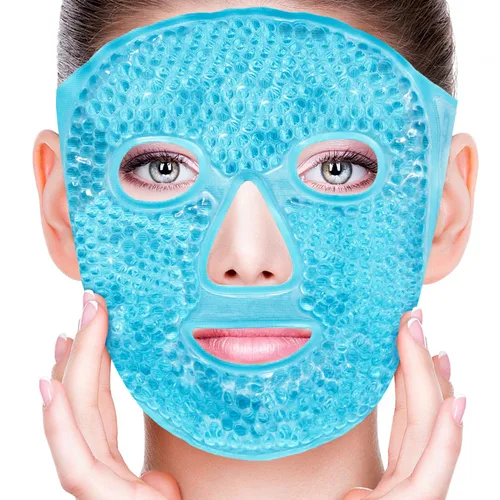 Miniatura 16 de Máscaras faciales frías, máscara facial de hielo, compresa fría y caliente, ojeras, hinchazón, migrañas y dolor de cabeza, enfriamiento
