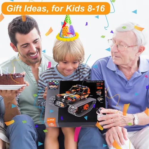 Miniatura 7 de BIRANCO. STEM - Kit de construcción de control remoto 3 en 1 RC Tracked Racer/Tank/Robot Engineering Toys, juego de construcción científica, auto