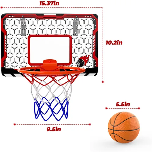 Miniatura 8 de Aro de Baloncesto Mini EagleStone para Puerta y Pared, Llanta Plegable con 3 Bolas y Bomba, Juego de Juguete de Baloncesto para Interiores