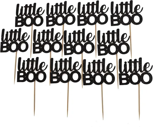 Miniatura 6 de 12 piezas hechas a mano para cupcakes Little Boo - Decoración de Halloween y otoño para baby shower (adornos para cupcakes Little Boo)