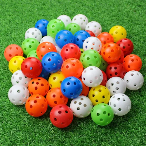 Miniatura 3 de Paquete de 100 pelotas de golf de práctica de flujo de aire, bolas de golf de plástico huecas, entrenamiento o campo de conducción, práctica