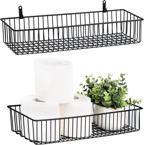 Miniatura 10 de Farmhouse Decor - Canasta organizadora de alambre de metal (1 unidad), almacenamiento de papel higiénico, organización y almacenamiento para baño