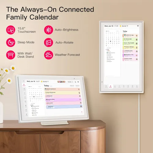 Miniatura 7 de Calendario digital familiar de 15.6 pulgadas, gráfico de tareas, planificador de comidas, pantalla de fotos, pantalla táctil interactiva FHD