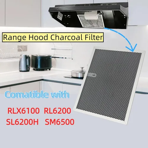 Miniatura 2 de Filtro de carbón para campana extractora, 2 unidades, reemplazo universal para filtros tipo RLX6100/RL6200, filtro de grasa y olor lavable