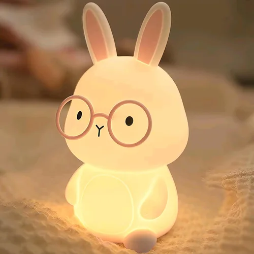 Miniatura 8 de FAMIDUO Luz nocturna de conejo, lámpara de conejo para niños, luz nocturna LED recargable para regalo de Pascua, lámpara de noche de silicona