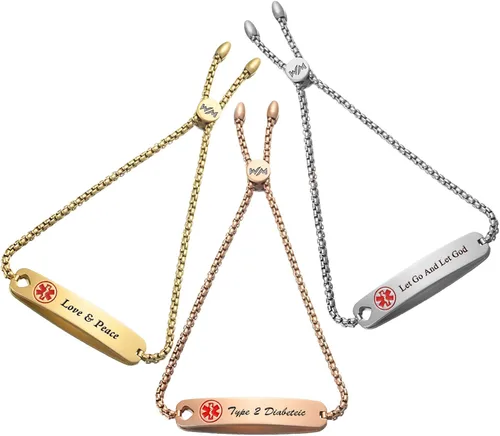 Miniatura 5 de WelMag Pulsera ajustable de alerta médica para mujer, grabado gratuito
