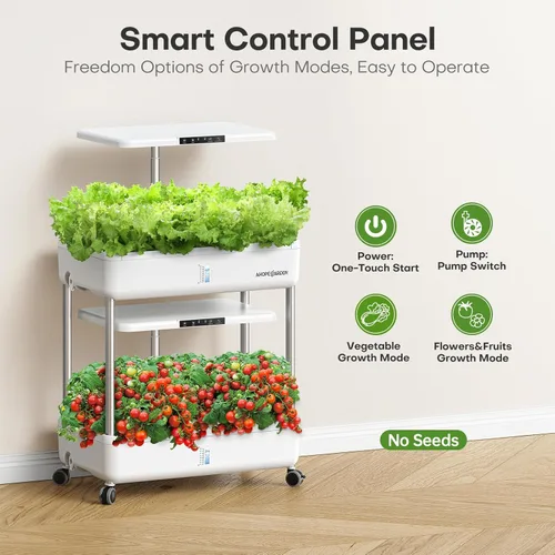 Miniatura 3 de Ahopegarden Sistema de cultivo hidropónico para jardín interior, 44 vainas de germinación de jardín de plantas y hierbas con luz LED de crecimiento