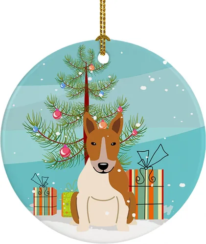 Miniatura 100 de Caroline's Treasures Adorno de cerámica para árbol de Navidad, Laika Spitz de Siberia Occidental, decoración colgante para árbol de Navidad