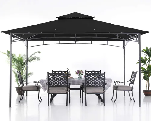 Miniatura 18 de ABCCANOPY Gazebos para patios 10x10 - Gazebo con marco de acero para exteriores para césped, patio trasero, jardín, terraza (gris oscuro)