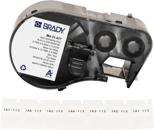 Miniatura 21 de Brady Auténticas etiquetas envolventes de vinilo autolaminables (M4-91-427) de 1.5 pulgadas de alto x 1 pulgada de ancho, negro sobre blanco