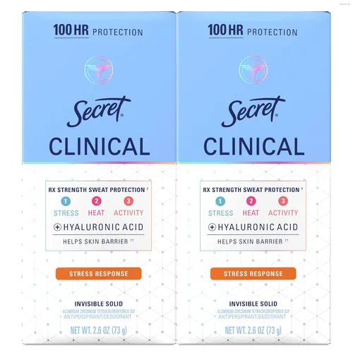Miniatura 12 de Secret Clinical Strength Desodorante antitranspirante para mujeres, 3X Protección contra el estrés, 72 horas de protección contra el sudor