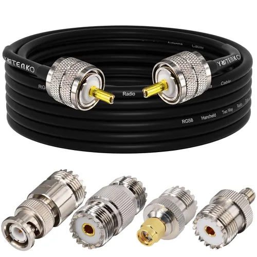 Miniatura 43 de Cable de puente PL259 de 1 pie - Cable coaxial RG58 de 15 pulgadas corto 50 ohmios coaxial para medidor SWR radio de radioaficionado radio CB
