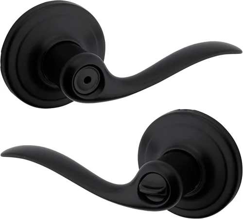 Miniatura 30 de Kwikset Tustin Manija de Puerta de Paso Interior, Palanca para Puertas de Armario y Pasillo, Palanca de Manija Reversible Sin Bloqueo, Bronce Bronce
