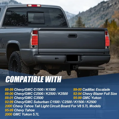 Miniatura 6 de Juego de luces traseras LED para Chevy GMC series C/K, Transparente (Chrome Clear)