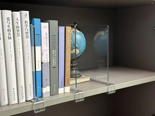Miniatura 5 de LikeU Divisores de Estantes Acrílicos para Armarios, 4 PCS Divisores de Estantes de Madera, Separadores de Estantes Transparentes, Perfectos