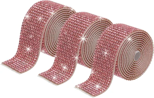 Miniatura 21 de MECCANIXITY 3 rollos de cinta de diamantes de imitación autoadhesiva de 3 yardas y 0.315 in para proyectos de artes y manualidades, pasteles de Beige