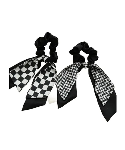 Miniatura 7 de Checkered Plaid Scrunchies Black White Plaid Checkered Hair Scrunchies Checkerboard BW17 (3 Pcs-Large Plaids)