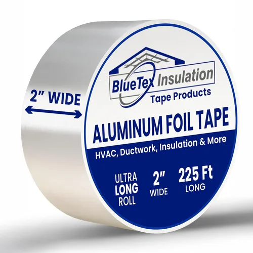 Cinta de aluminio HVAC de 2 pulgadas x 75 yardas (225 pies) de 4 mil, cinta adhesiva plateada resistente metálica, cinta de aluminio de alta /baja