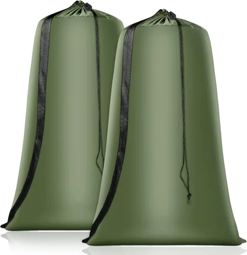 Bolsa de lavandería resistente, paquete de 2 bolsas de lavandería de nailon XL con correas, organizador grande de ropa sucia lavable con cierre de