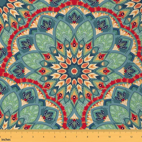 Miniatura 26 de Tela con patrón Paisley de The Yard, tela de tapicería floral étnica boho para sillas y sofás, costura, tela impermeable de arte mandala abstracto
