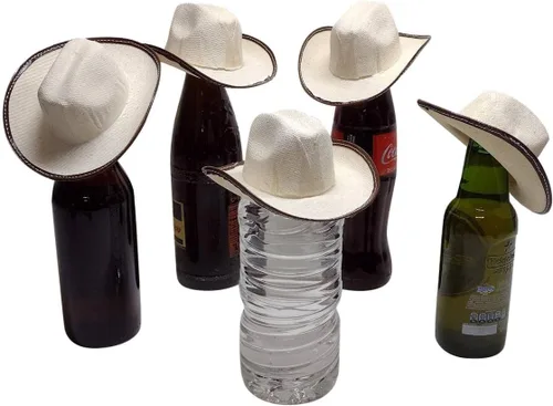 Miniatura 4 de Mini sombrero de vaquero, 2 pulgadas de alto, paquete de 12, Beige