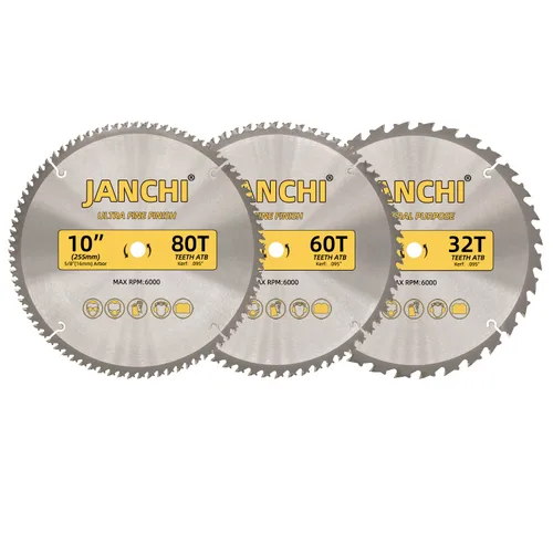 Miniatura 8 de Paquete de 3 hojas de sierra para carpintería de 4-1/2 pulgadas 24T, 30T y 40T con eje de 3/8 pulgadas, compatibles con sierra Dewalt, Craftsman
