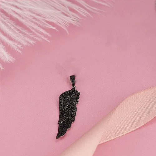 Miniatura 3 de Santuzza Colgante de ala de ángel de plata de ley 925, colgante de ala de plumas de la suerte para mujer
