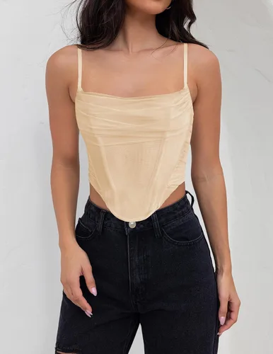 Miniatura 7 de ZESICA Corsé sexy para mujer, con tirantes delgados, espalda descubierta, Y2K, club, fiesta, corsé