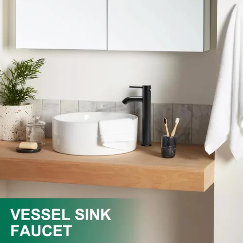 Miniatura 7 de VOTON Grifo de Fregadero de Recipiente Cromado Moderno Grifo de Baño Alto de Una Sola Manija con Un Agujero para Lavabo de RV Grifo de Lavabo