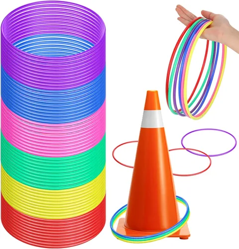 Wettarn 60 anillos de plástico grandes para lanzar anillos de carnaval, juegos de práctica de velocidad y agilidad, juegos de jardín, patio trasero,
