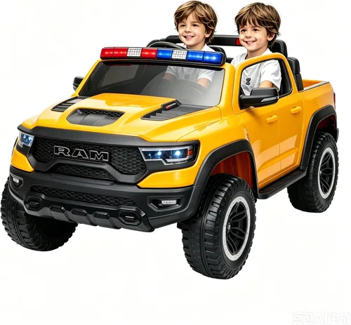 Miniatura 9 de FINITO 4WD - Camión de policía de 2 plazas para niños de 24 V, 4 x 4 pulgadas, auto de juguete con control remoto, camión eléctrico para niños