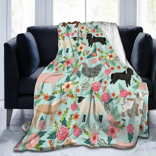 Miniatura 39 de Manta de franela de viaje, linda manta de diseño de animales perezosos de granja y cachorros Rottweiler para una mejor relajación, manta de aire