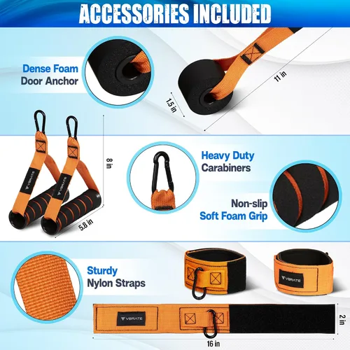 Miniatura 3 de Juego de bandas de resistencia – Bandas de ejercicio pesadas con asas, anclaje de puerta, correas de tobillo – Bandas de fitness para entrenar