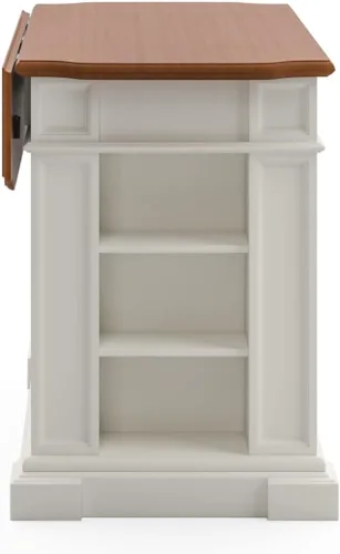 Miniatura 20 de Homestyles Americana - Isla de cocina con parte superior de madera y hoja desplegable, barra de desayuno, almacenamiento con cajones y estantes