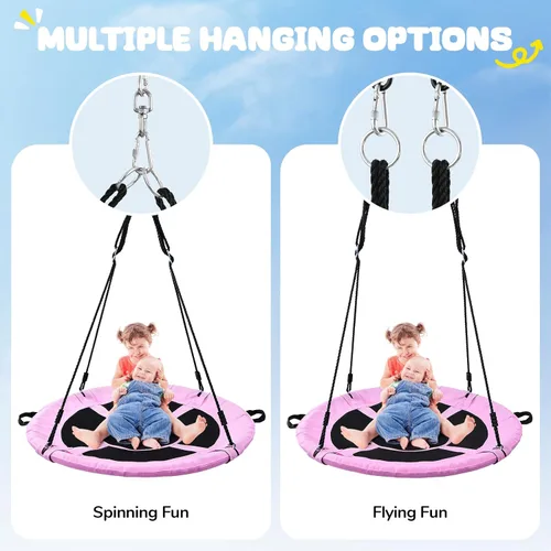 Miniatura 3 de Trekassy Columpio de árbol de platillo de 700 libras de 40 pulgadas para niños y adultos, textileno al aire libre con 2 correas para colgar
