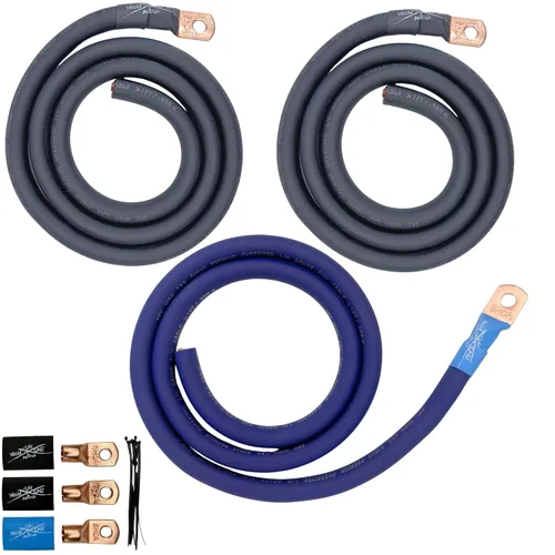 Sky High - Kit de cableado eléctrico de gran tamaño calibre 1/0 AWG Big 3, color azul y negro