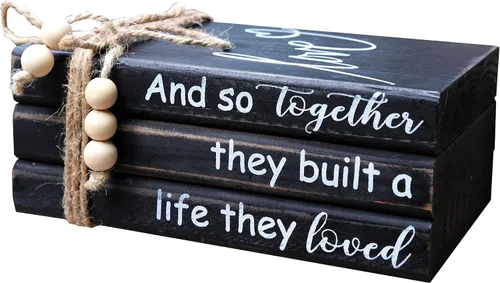 Miniatura 9 de LIVDUCOT Highland Cow Wood Book Stacks Decor – Letrero decorativo rústico de granja para el hogar, mesa de café, manto, chimenea, estantes – I'll