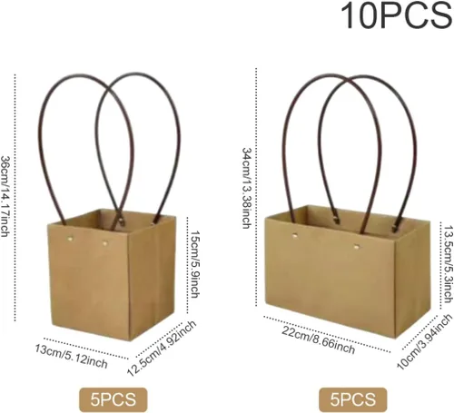 Miniatura 7 de Ckuakiwu Bolsas de ramo de flores, bolsa de regalo de flores de papel kraft con asa, bolsa de regalo, caja de regalo floral para recuerdos