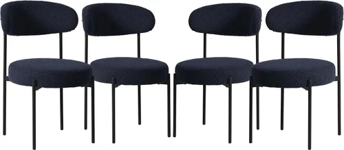 Miniatura 20 de WestinTrends Alexandria Mid-Century - Sillas de comedor redondas tapizadas de sherpa (juego de 2), color gris carbón