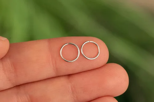 Miniatura 139 de Aretes de aro de oro de plata – Aretes de aro para mujer, dos piezas de aros de plata fina rellenos de oro, aro de hélice, anillo de tragus, aro