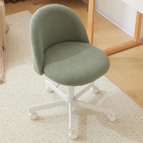 Miniatura 14 de VINGLI Silla Candy sin Brazos, Linda Silla de Escritorio, Cómoda Silla Pequeña de Oficina con Ruedas, Silla de Tocador con Soporte Lumbar, Silla