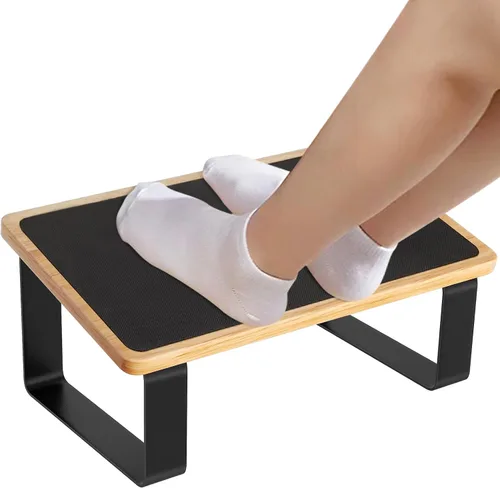 Reposapiés para debajo del escritorio en el trabajo, taburetes ergonómicos de madera con metal con superficie de goma antideslizante, reposapiés de