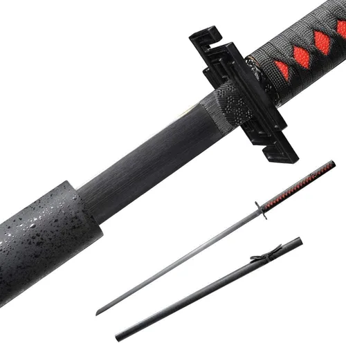 Cosplay Anime Kurosaki Ichigo Shikai Zanpakutou Espadas Katana Samurai, hoja de cuchillo original de anime hecha de hoja de acero al carbono con