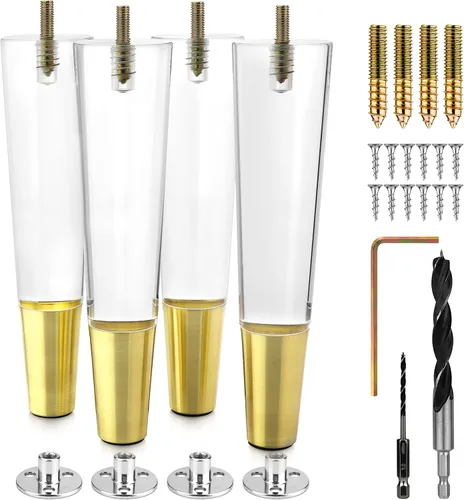 Miniatura 11 de Patas acrílicas para muebles, patas de mediados de siglo para sofá, silla, mesa, tocador, cama, armario, otomana. Las patas de muebles son fáciles