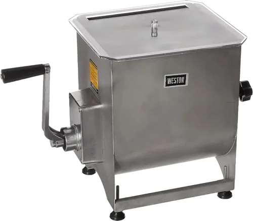 Miniatura 10 de Weston Mezclador de carne de acero inoxidable de 20 libras para añadir condimento a carne molida, hamburguesas, salchichas y cecina, plata