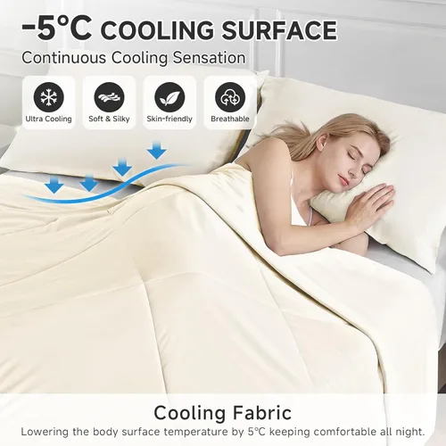 Miniatura 2 de HOMFINE Edredón refrescante para personas que duermen con calor, ambos lados Q-Max > 0.45 de fibra de enfriamiento Arc-Chill para todas