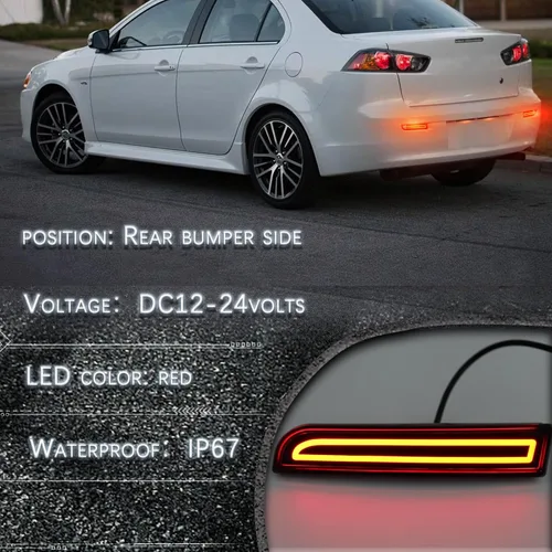 Miniatura 4 de Kit de Ensamblaje de Luces Antiniebla Reflector Trasero del Parachoques para Mitsubishi Lancer 2008-2017/Evolution X 2008-2017/Outlander 2011-2012