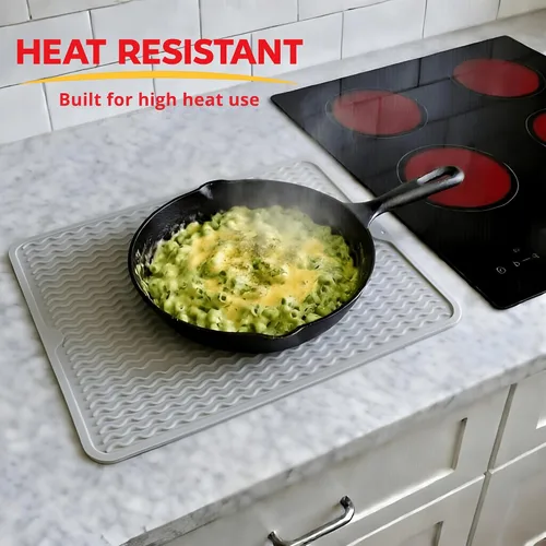 Miniatura 6 de Tapete de secado de silicona de 16 x 12 pulgadas, tapete antideslizante gris para encimera de cocina, almohadilla de platos resistente al calor