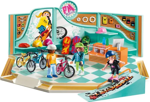 Miniatura 2 de Playmobil Tienda de bicicletas y patinaje, Multicolor