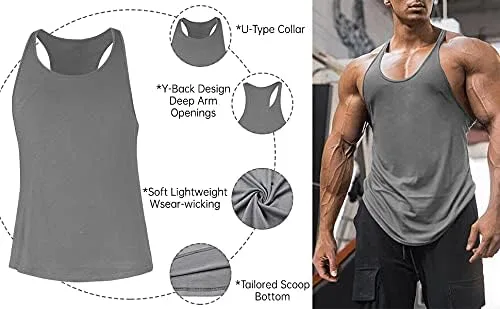 Miniatura 3 de Camisetas sin mangas de algodón para hombre, ajuste seco, gimnasio, culturismo, entrenamiento, fitness, muscular, camisetas sin mangas